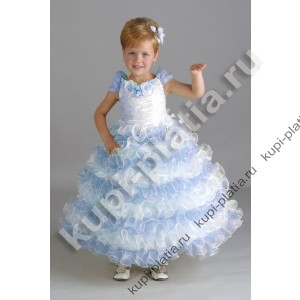 Платье для девочки волна бело-голубое