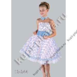 Платье для девочки Анжелика ретро голубое 2012-244