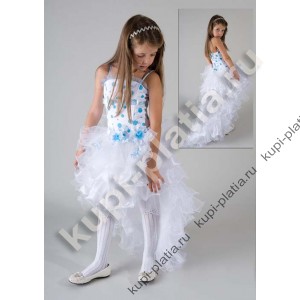 Платье для девочки Горох шлейф голубой 012-153