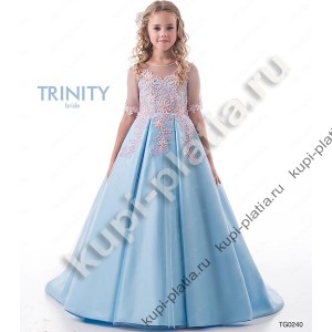 Платье для девочки Голубое озеро со шлейфом