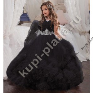 Платье для девочки черное Безе-2