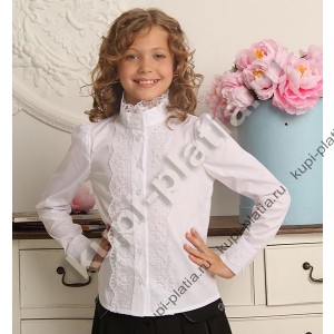 Блузка для девочек школьная Кружевная белая