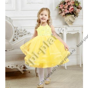 Платье для девочки Девочка Снежинка желтое
