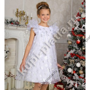 Платье белое Снежинки Новогодние