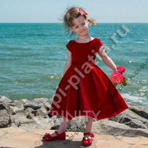 Платье для девочки красное детское Бархатное