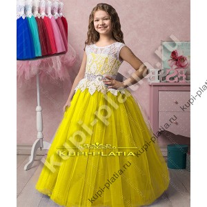 Детское Платье Девочка для выступлений желтое