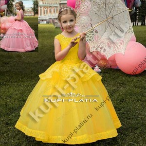 Платье для девочки Бальное Магнолия-2 желтое
