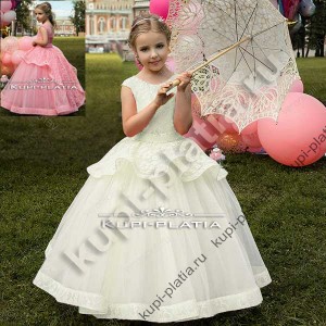 Детское Платье для выступлений Магнолия-2 белое