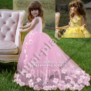 Платье для девочек нарядное Цветочный шлейф роз