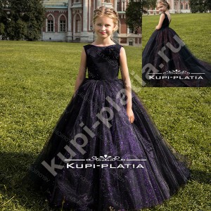 Платье для девочек черное с фиолетовым Карнавал