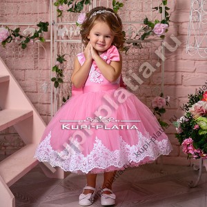 Детское Платье нарядное розовое Конфетка бант