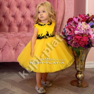 Платье для девочки нарядное желтое Пупс бант