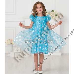 Блузка для девочек голубое нарядное снежинка Красава