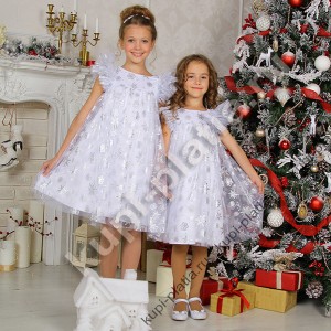 Платье для девочки белое нарядное снежинка Красава