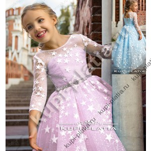 Платье для девочек для вокалистки Звездочка шлейф роз