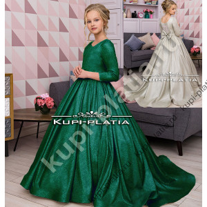 Платье для девочки на выпускной Сияние зелёное