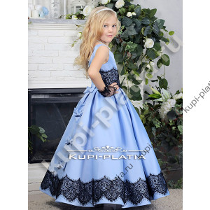 Платье на выпускной Фиалка атлас голубой