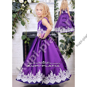 Блузка для девочек на выпускной Фиалка атлас фиолет