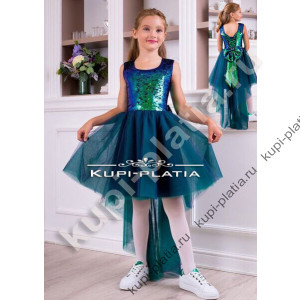 Платье для девочки зелёное Русалочка пайетки реверс