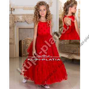 Детское Платье красное Мила бант