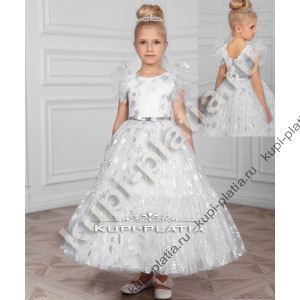 Платье для девочки Новогодняя Снежинка сильвер