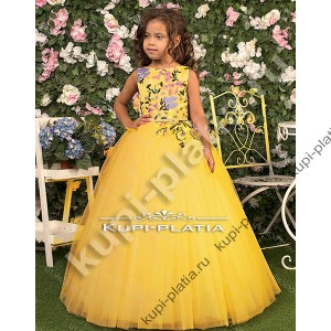 Платье для девочки желтое нарядное Стрекозка