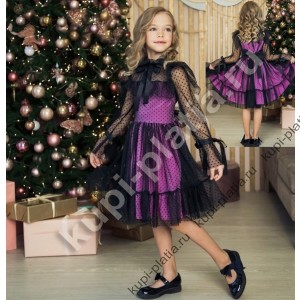 Платье для девочек Праздничное платье с рукавом в горох